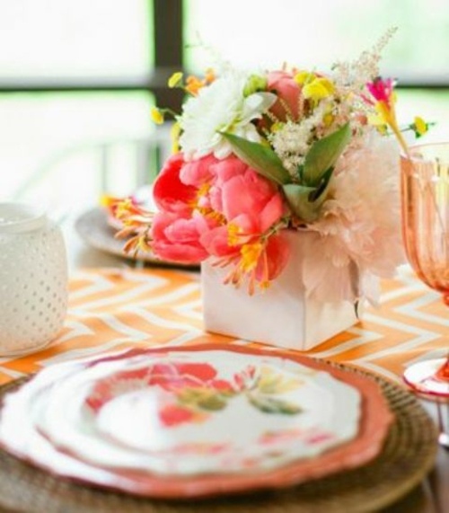 center pink orange table