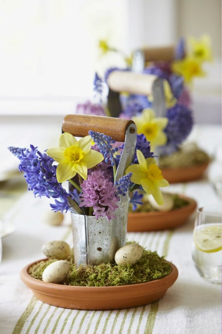 decoration table spring flowers eggs idea mousse deco