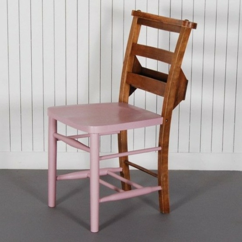 wooden chair of which only in front is painted