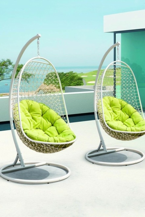 metal design chair white green