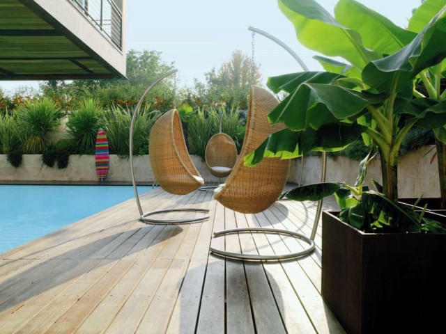 modern rattan design chairs hanging hammock garden outdoor pool design