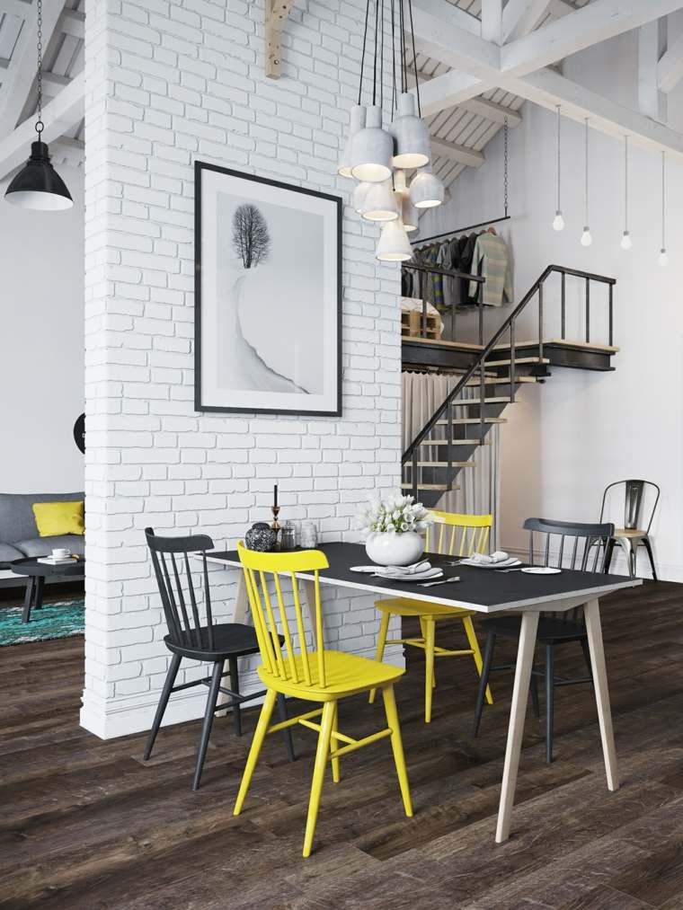 Skandinavisk stol gul möbler matbord Nordic design interiör