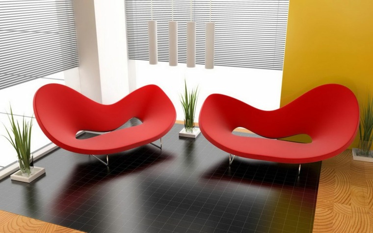 red chairs living room house design innovation