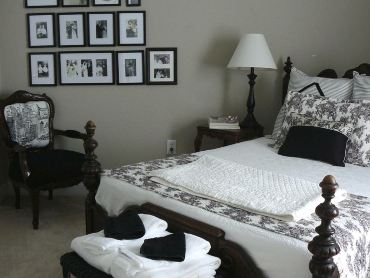 elegant black and white bedroom