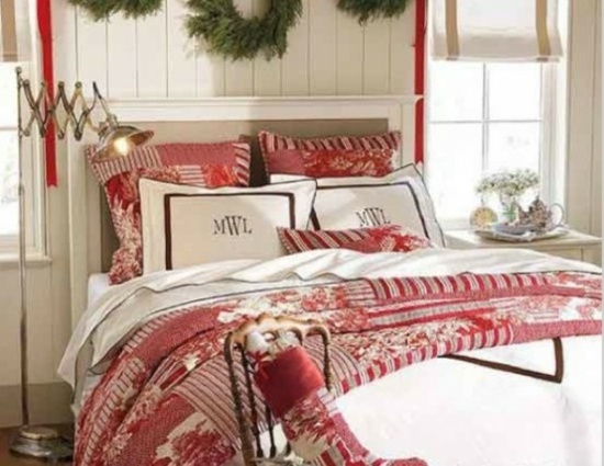 bilik tidur deco desa natal selimut merah