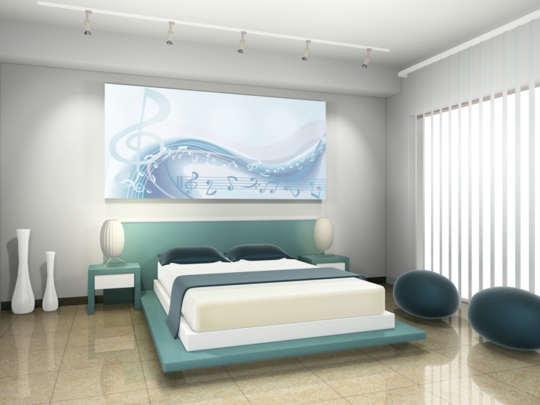 bedroom interior design bed blue turquoise white