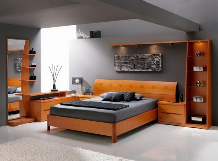 bedroom interior design mattrass gray pillows