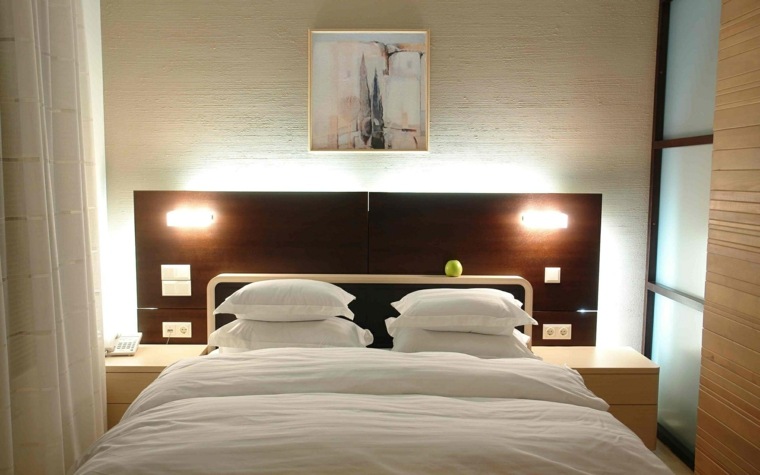 idea headboard integrated lighting decorative lamp wall table bed cushions