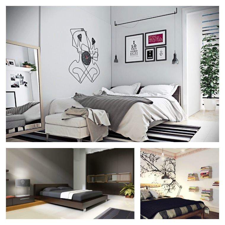 black and white modern bedroom decorations