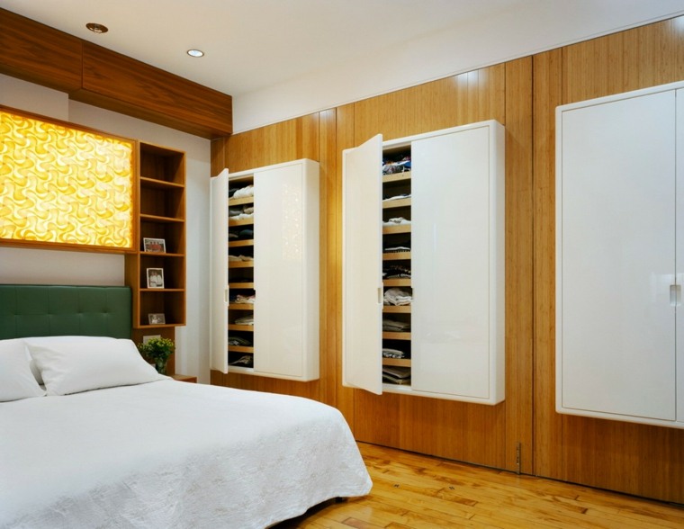 bedroom idea ranger space shelves wood cabinet parquet
