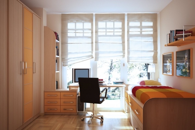 teen-værelse-ideer-originale bed-desk-garderobe-hylder