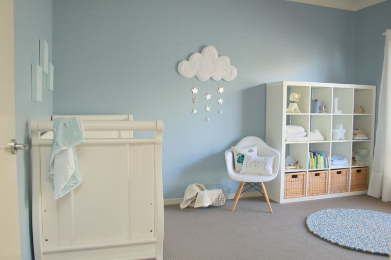 baby room blue and gray idea of ​​deco bedroom girl palette of pastel colors