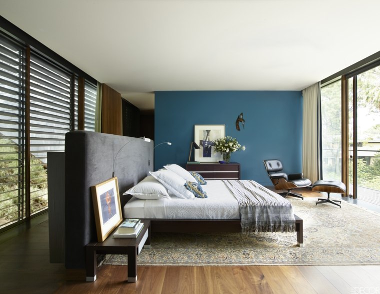 bedroom blue duck gray wood simplicity