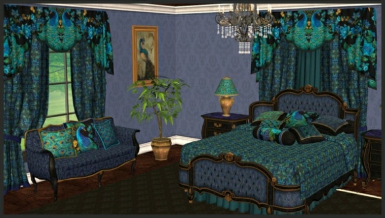 room blue duck green peacock furniture classic theme peacock