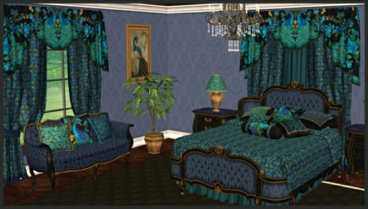 room blue and green peacock furniture classic theme peacock