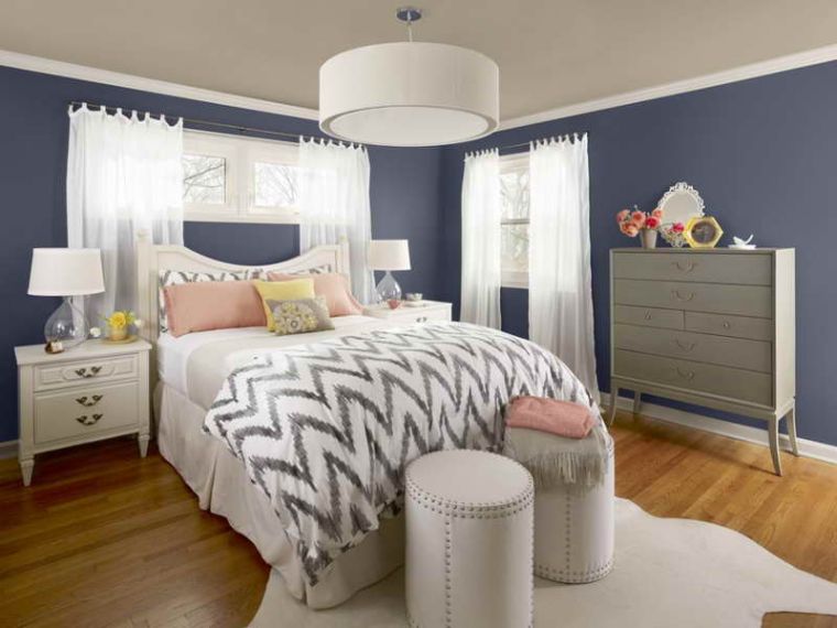 bedroom deco blue and gray paint furniture gray accessories model amenagement