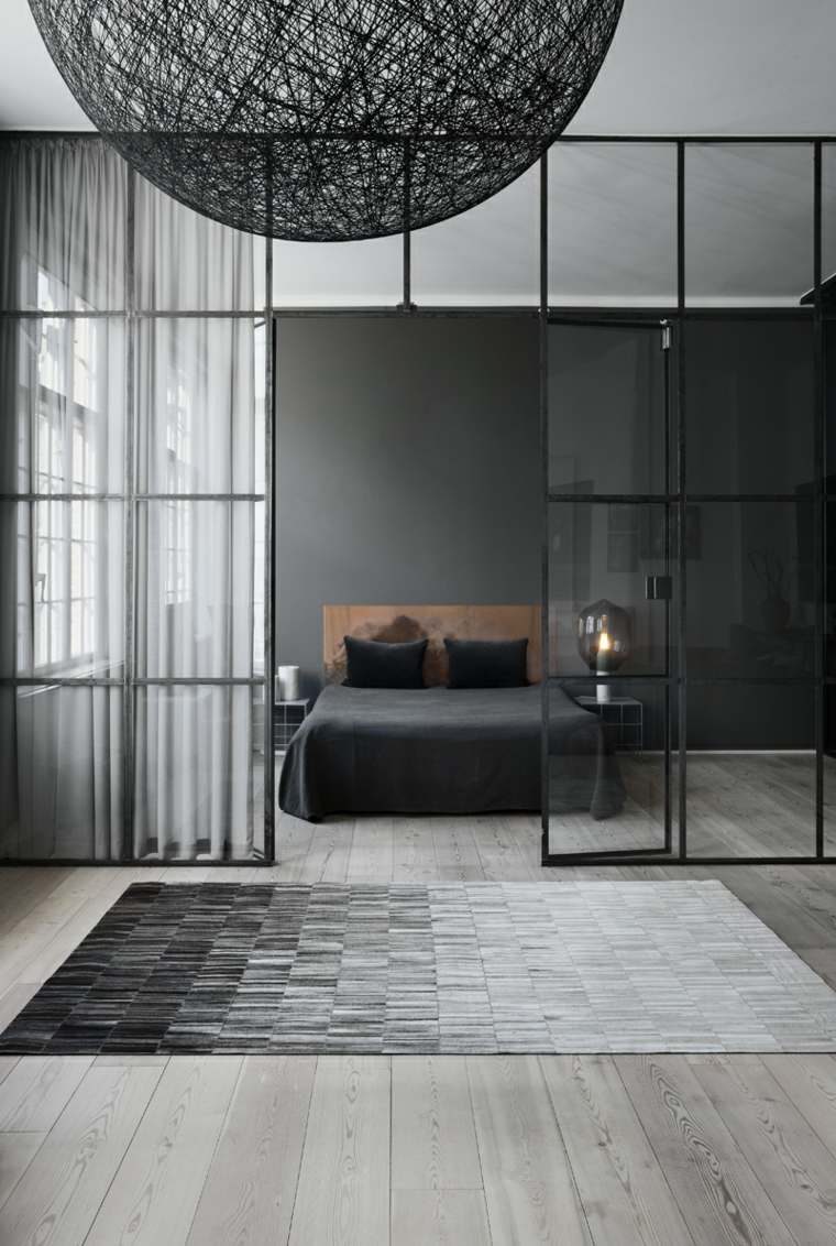 chic gray black room rug by Linie Design