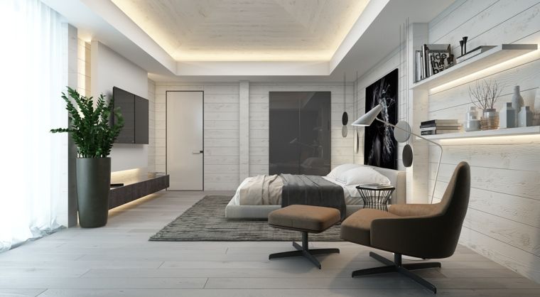 contemporary bedroom wood wall