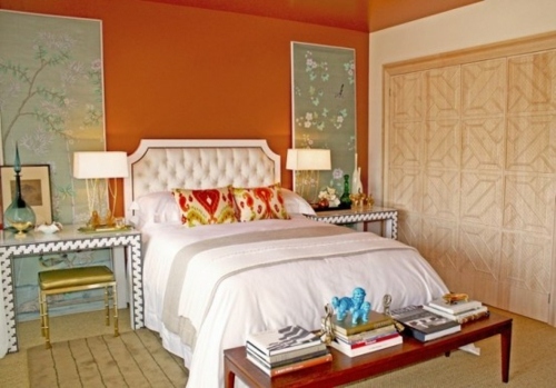 bedroom wall painted orange