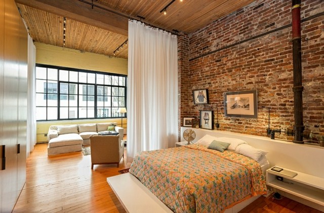 bedroom walls brick