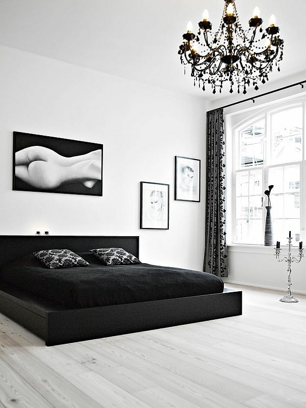 bedroom contrasts black white