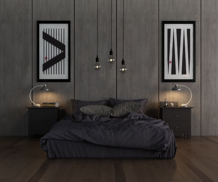 image bedroom dark color fixture hanging black ground wood slabs