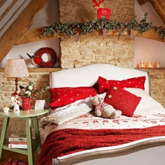 very rustic decorating room red white