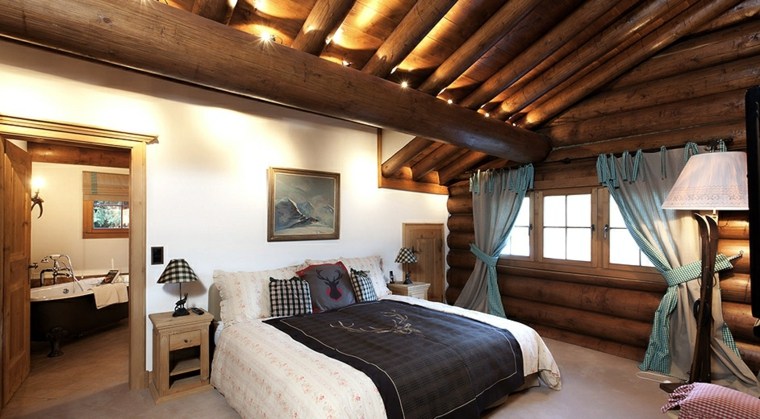 interior chalet bedroom deco wood