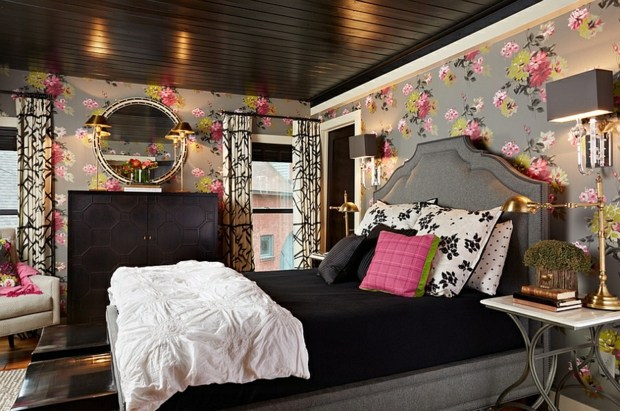 room floral deco ceiling black very chic