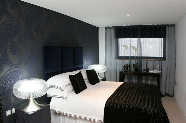 glamor deco bedroom wallpaper black patterns