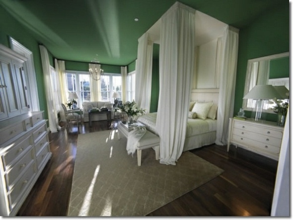 white green romantic deco room