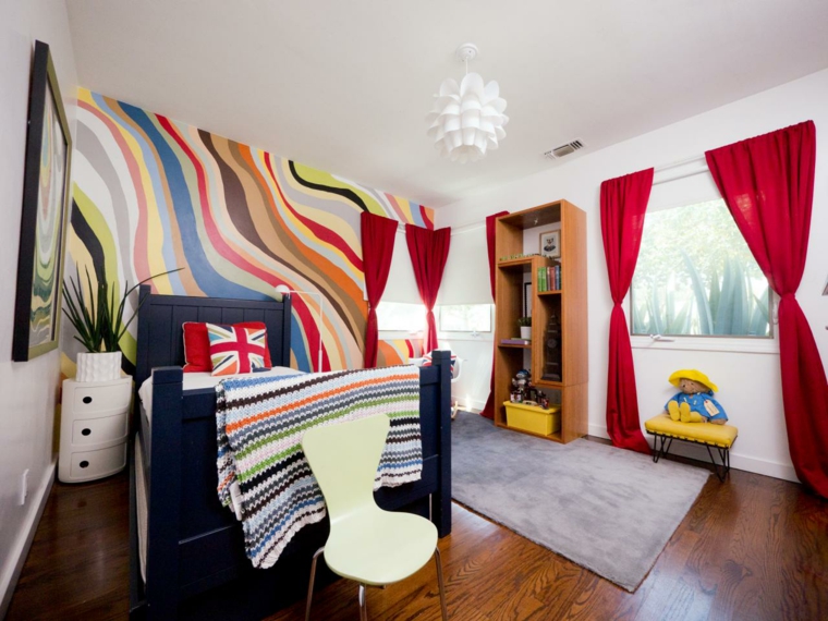 children's bedroom red curtains