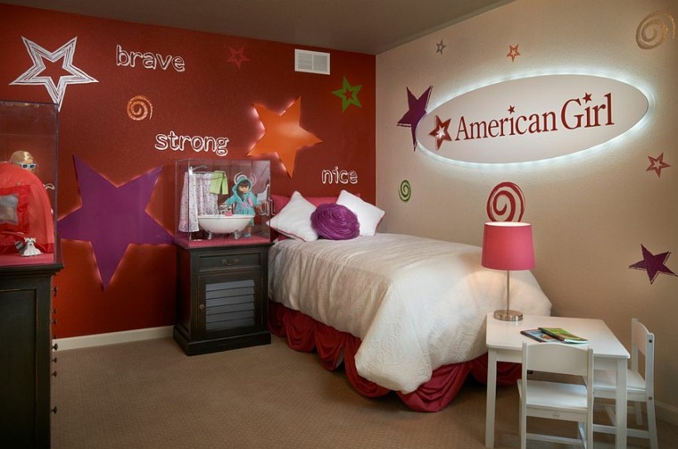 red girl child room modern