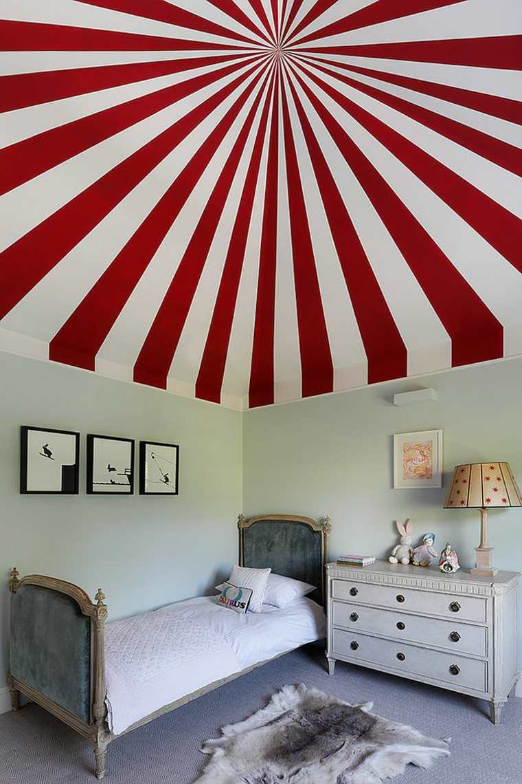 red ceiling child room