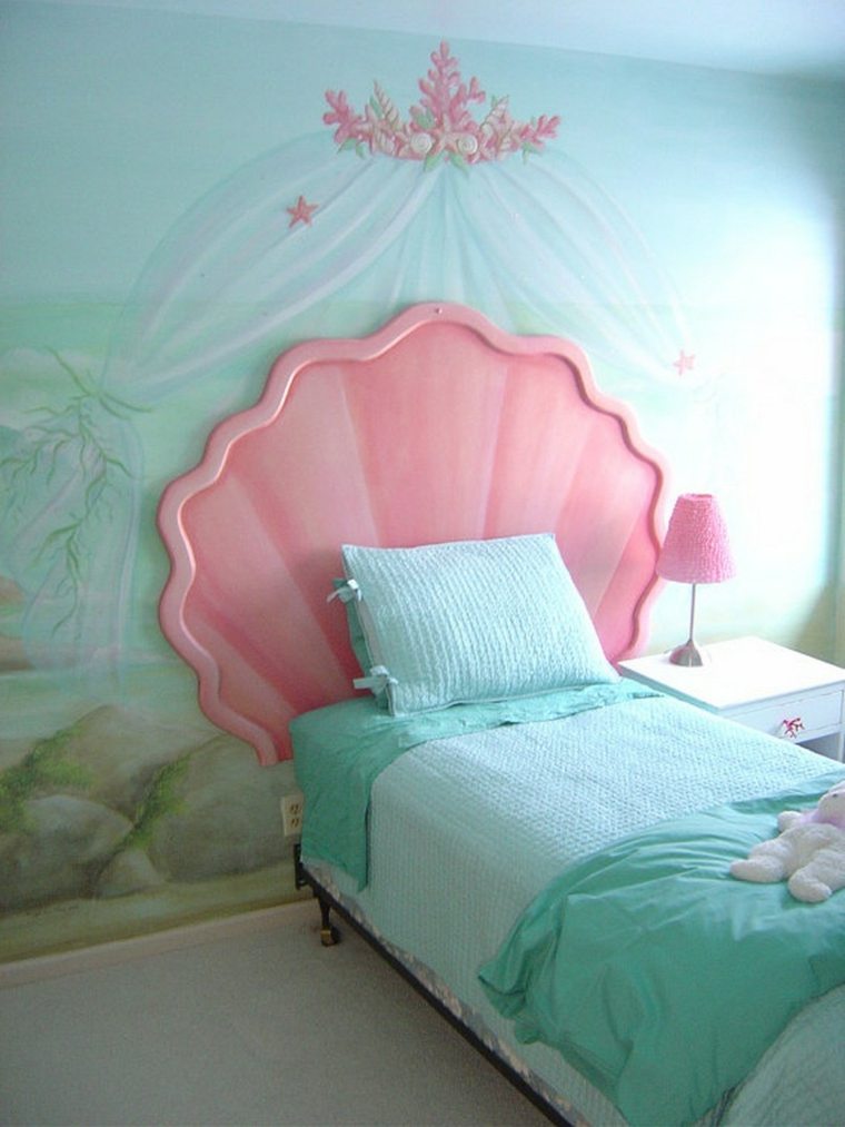 headboard pink wood design bedroom girl cushion idea drawing wall