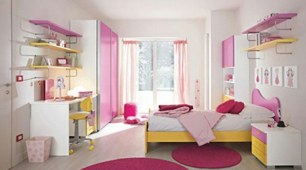 bedroom girl deco pink yellow