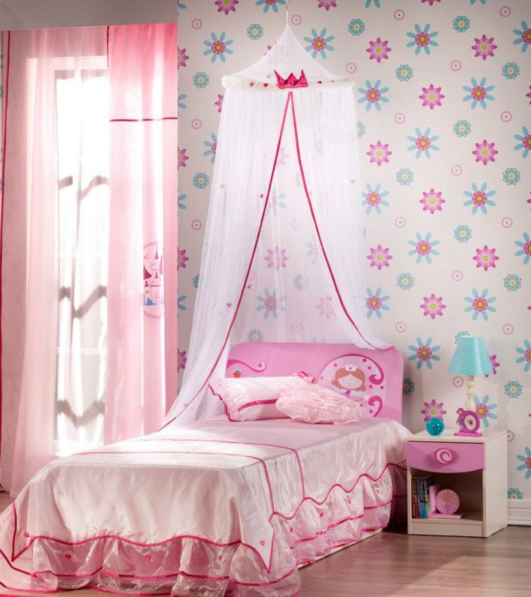 bedroom girl wallpaper deco wall bed girl idea