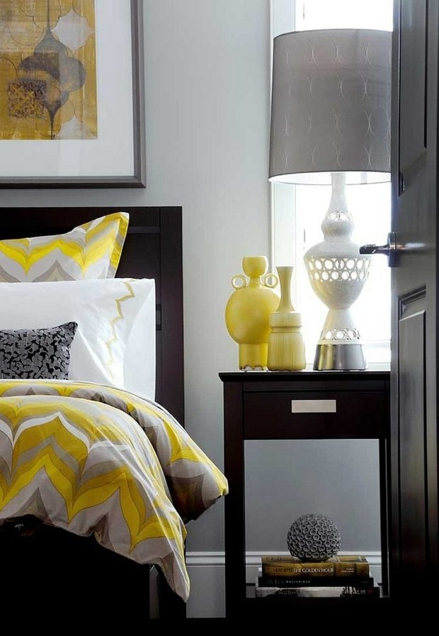 gray room and yellow modern design