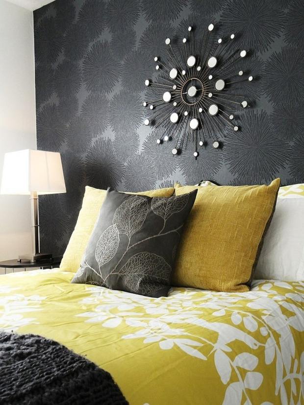 gray room and yellow idea