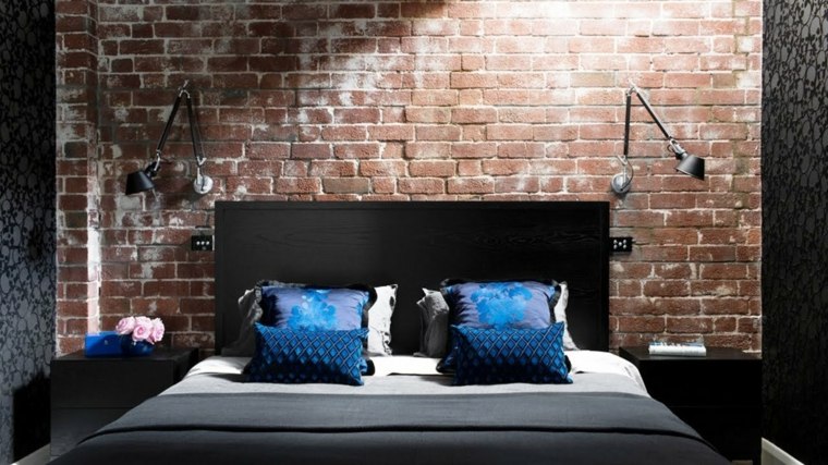 master bedroom wall accent bricks