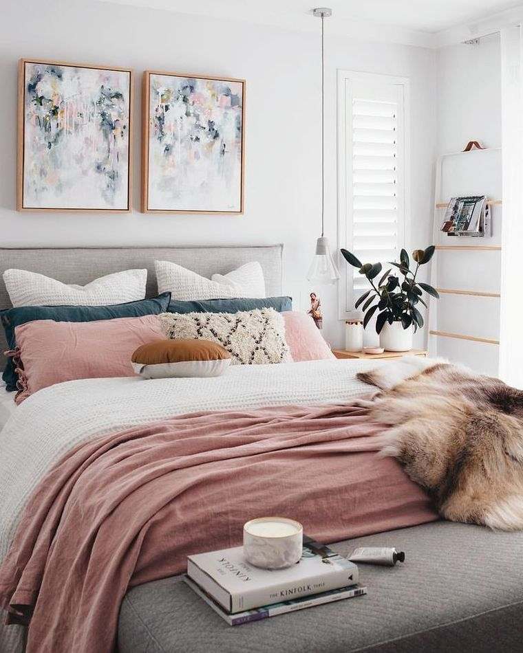 pink and gray bedroom trends-deco-head-of-bed-textile