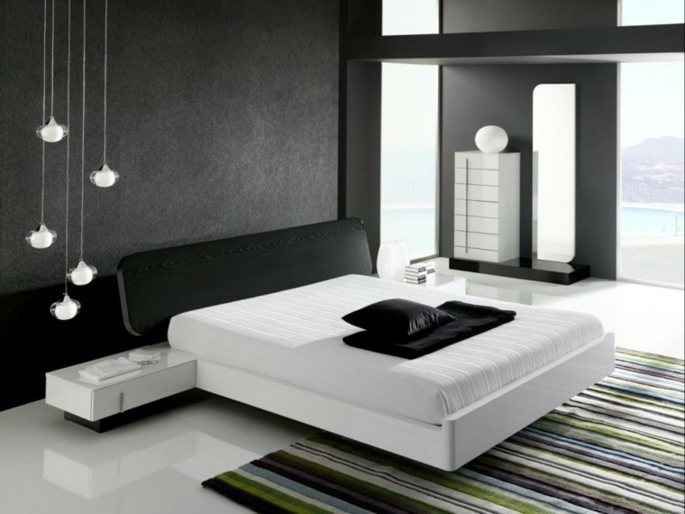 deco black and white idea bed fixture suspension carpet floor