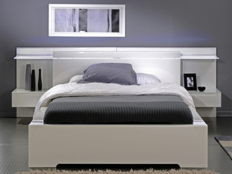 illuminated bed headboard integrated lighting idea bedroom
