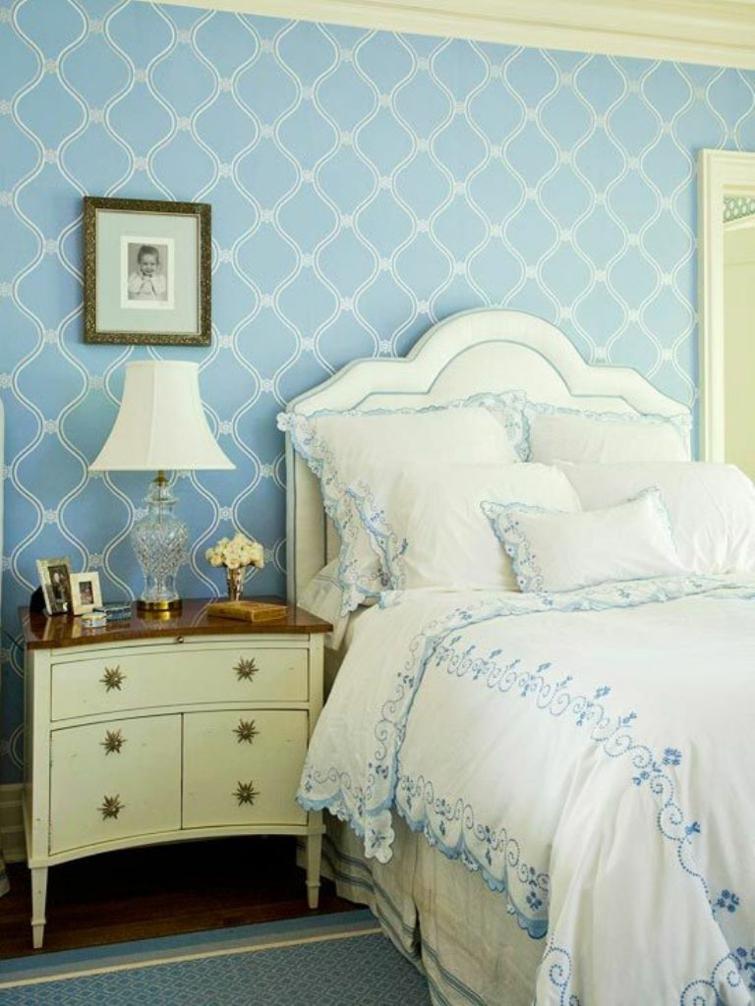 vintage room blue wallpaper