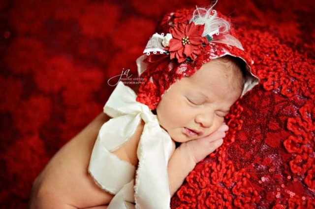 baby hat red white