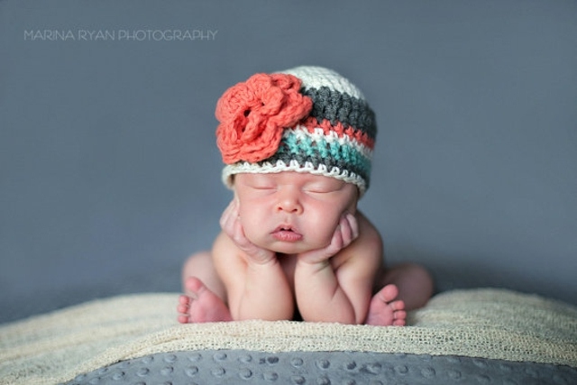 multicolored baby hat