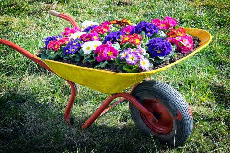 vogn dekorere udendørs blomster vogn metal græsplæne ideer have