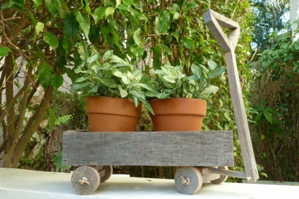 wooden cart for flower pot