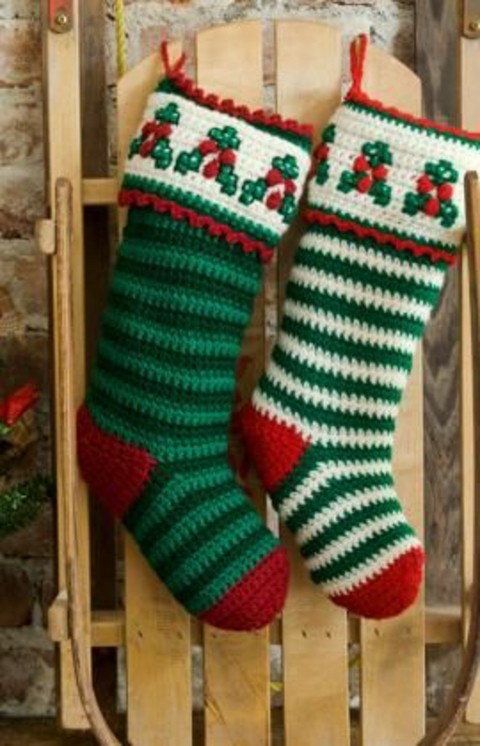 green red deco socks