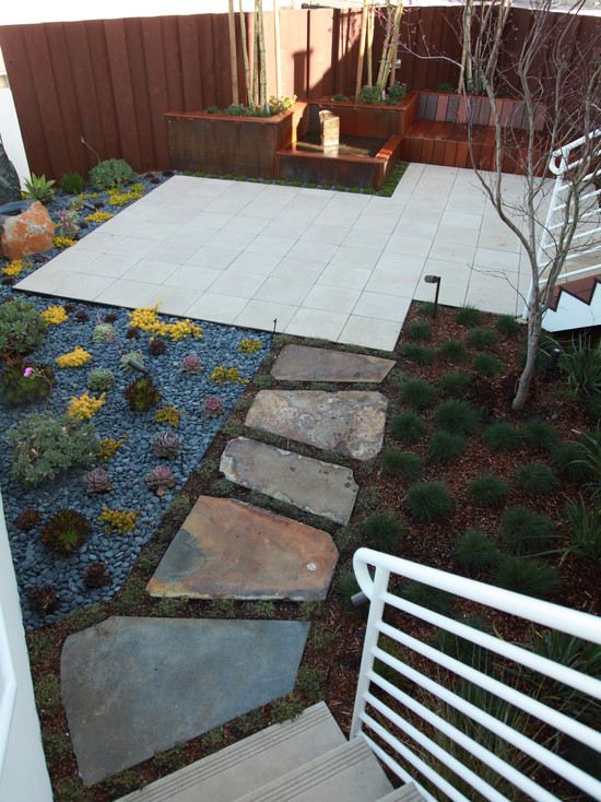 Eclectic pavement garden path